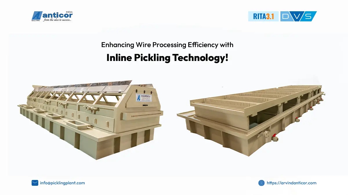 Inline wire pickling tanks